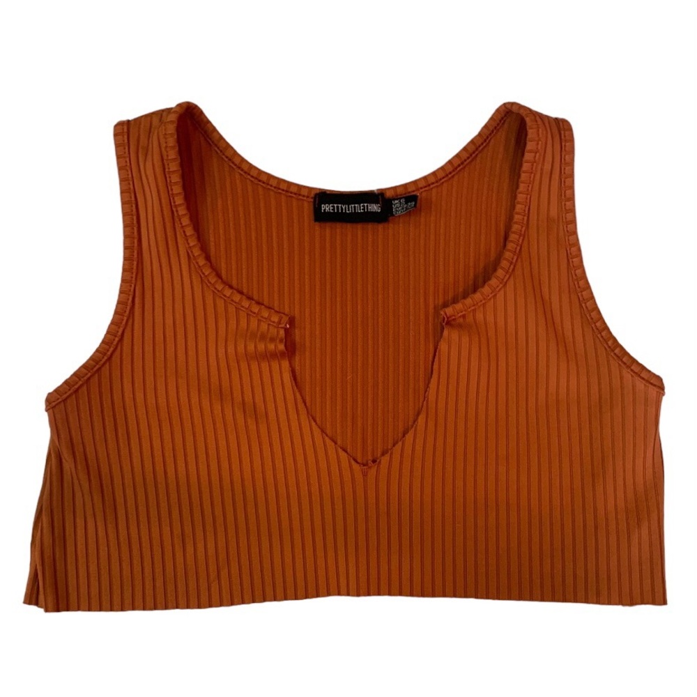 Rust burnt orange pretty little thing cropped tank top